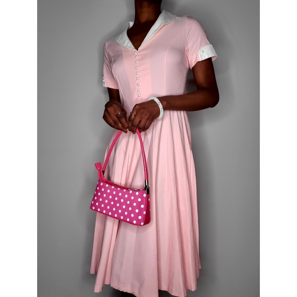 Vintage Pink with White Collar Dress